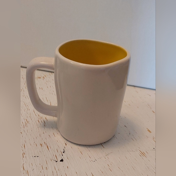 Rae Dunn "Crack Me Up" Ceramic Coffee Mug or Tea Cup 16 oz Yellow Inside Home - Picture 2 of 4